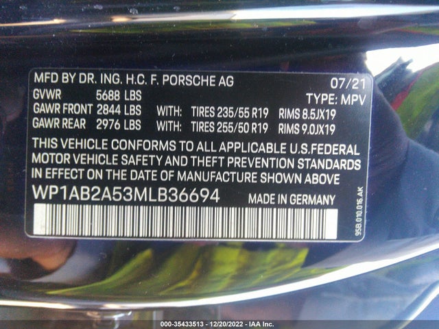 2021 Porsche Macan, VIN: WP1AB2A53MLB36694