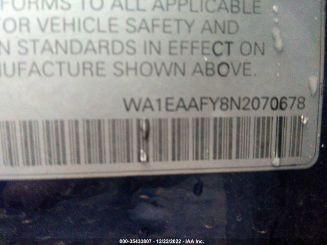 WA1EAAFY8N2070678 Audi Q5 S Line Premium Plus