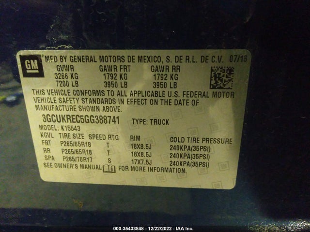 Chevrolet Silverado 1500 2lt 2016 3GCUKREC5GG388741 Image 9