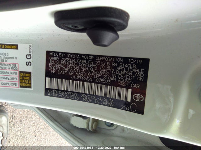 Toyota COROLLA LE 2020 JTDEPRAE4LJ078523 Image 9