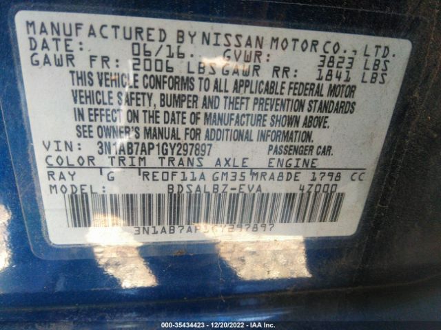 3N1AB7AP1GY297897 Nissan SENTRA S
