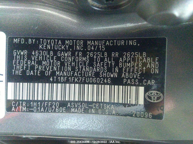 2015 Toyota Camry, VIN: 4T1BF1FK7FU060246