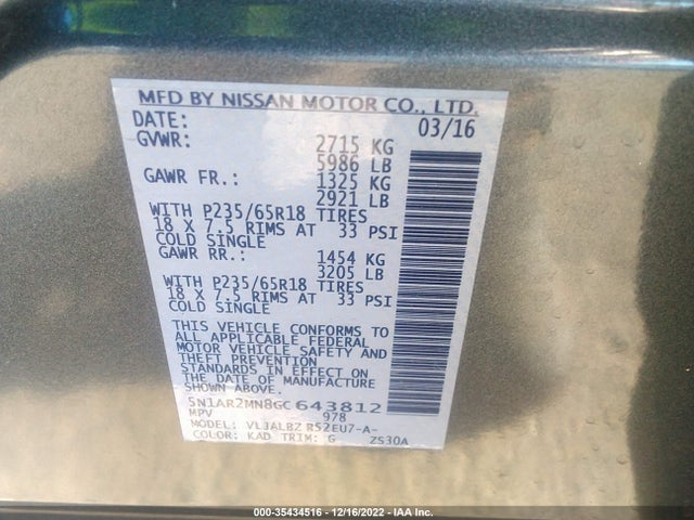 Nissan Pathfinder S 2016 5N1AR2MN8GC643812 Image 10