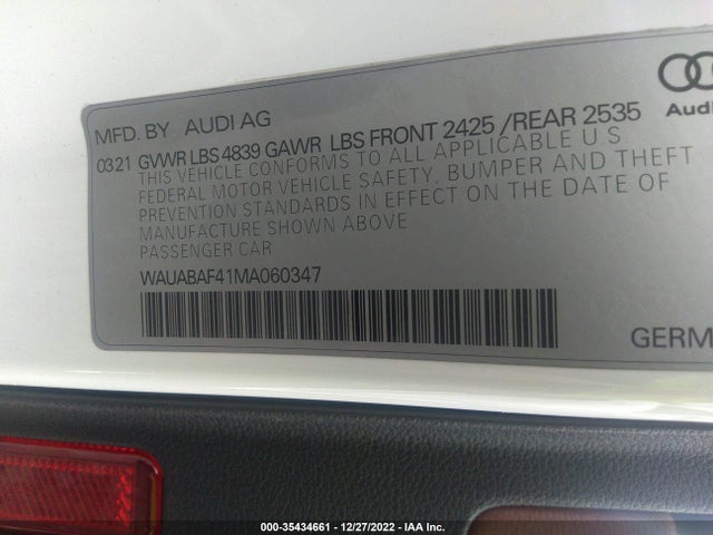WAUABAF41MA060347 Audi A4 Sedan Premium