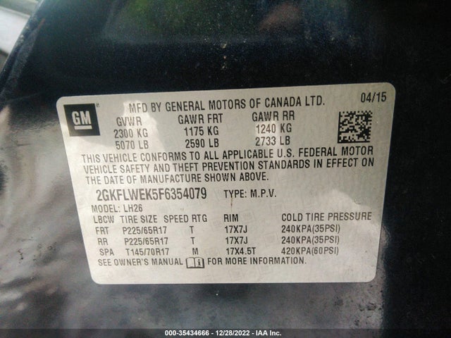 GMC Terrain Sle 2015 2GKFLWEK5F6354079 Image 9