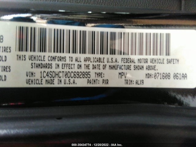 2013 DODGE DURANGO R/T VIN: 1C4SDHCT0DC692895