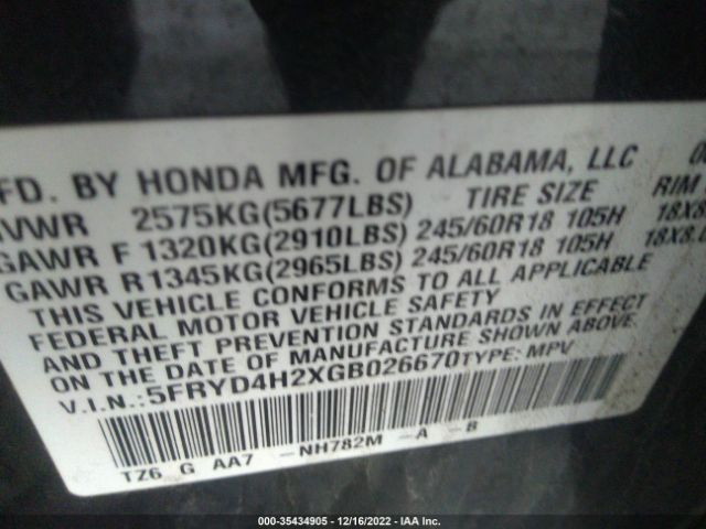 5FRYD4H2XGB026670 Acura MDX