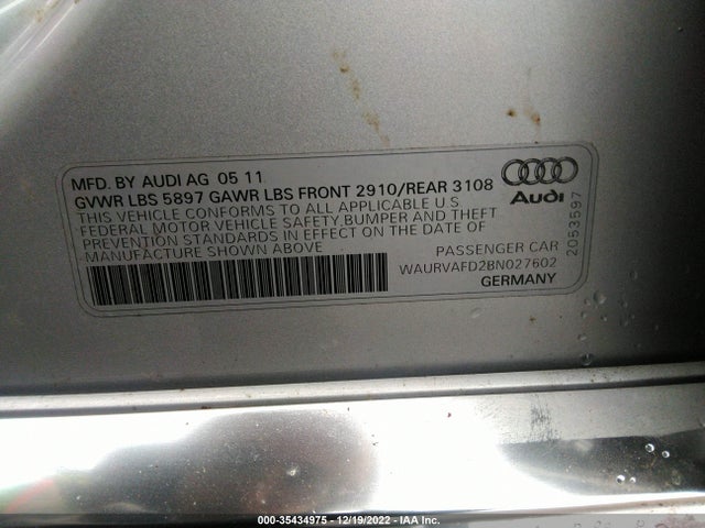 Audi A8 L 2011 WAURVAFD2BN027602 Image 9