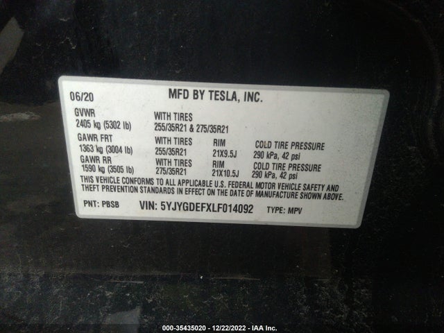 Tesla Model Y 2020 5YJYGDEFXLF014092 Image 10