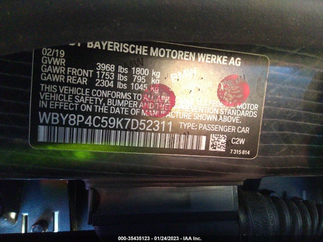2019 BMW i3, VIN: WBY8P4C59K7D52311