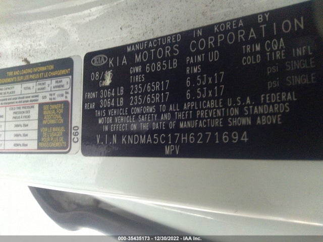 2017 Kia Sedona, VIN: KNDMA5C17H6271694