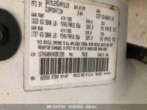 Dodge DAKOTA SLT 2004 1D7HG48N34S651595 Image 9