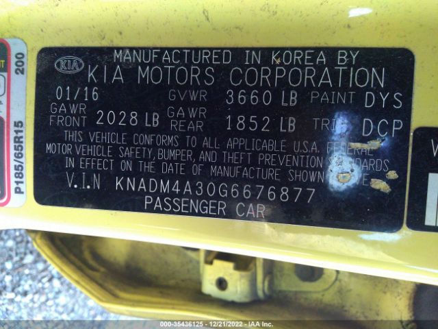 KNADM4A30G6676877 KIA RIO LX