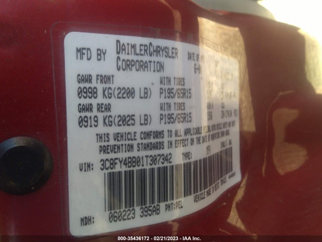 Chrysler Pt Cruiser 2001 3C8FY4BB01T307342 Image 10