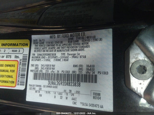 Lincoln MKZ 2013 3LN6L2G92DR823838 Image 10