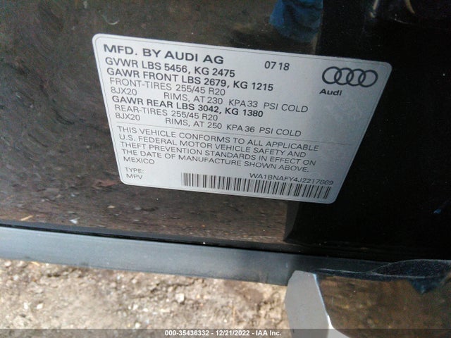 WA1BNAFY4J2217869 Audi Q5 Premium Plus