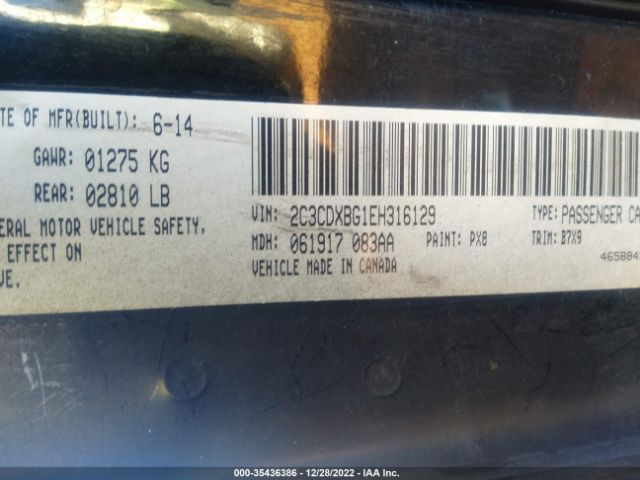 2C3CDXBG1EH316129 Dodge Charger Se
