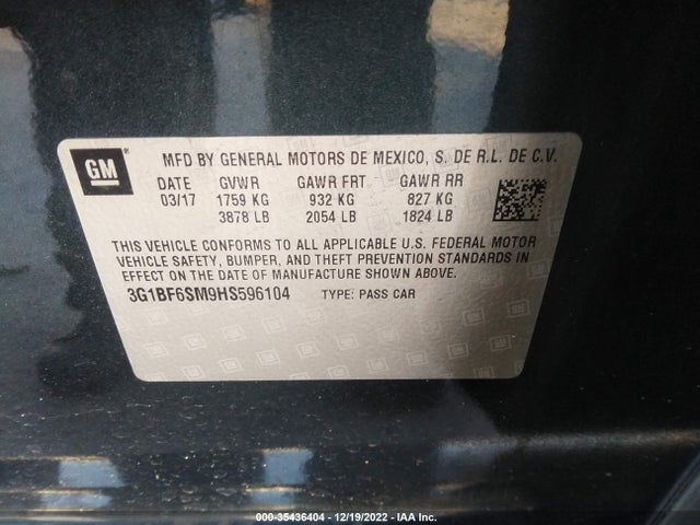 Chevrolet Cruze Premier 2017 3G1BF6SM9HS596104 Image 10
