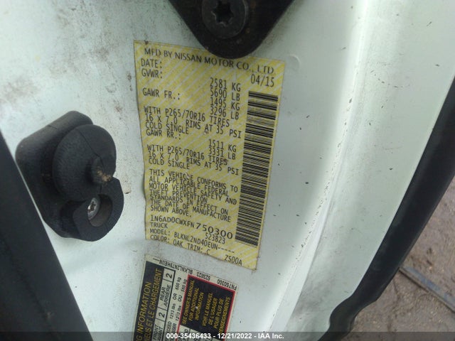 2015 Nissan Frontier, VIN: 1N6AD0CWXFN750300