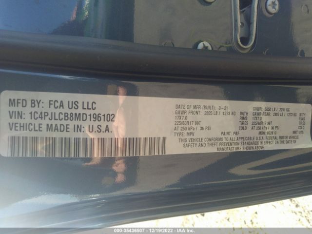 1C4PJLCB8MD196102 Jeep Cherokee Latitude