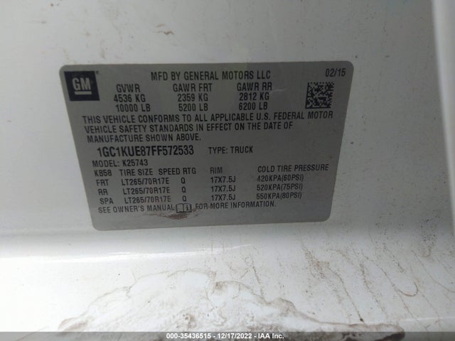 2015 Chevrolet Silverado 2500, VIN: 1GC1KUE87FF572533