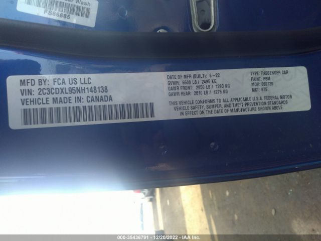 2C3CDXL95NH148138 Dodge Charger Srt Hellcat Widebody