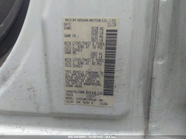 2021 Nissan NV, VIN: 1N6BF0LY0MN801610