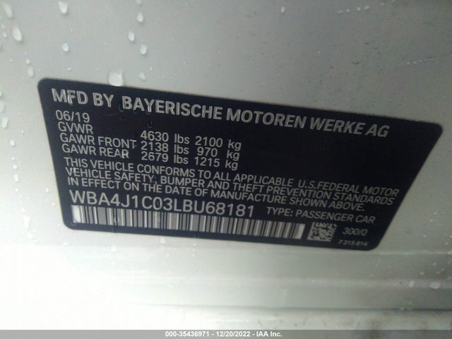 BMW 4 Series 430i 2020 WBA4J1C03LBU68181 Image 9