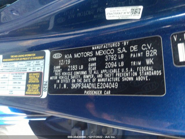 3KPF34ADXLE204049 KIA Forte Gt-line