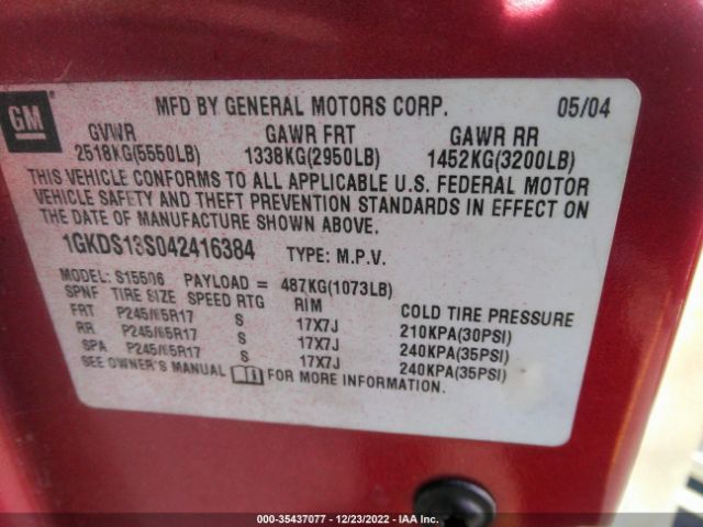 1GKDS13S042416384 GMC Envoy Sle