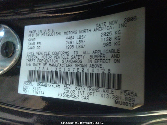 4A3AL35TX7E044128 Mitsubishi ECLIPSE GT