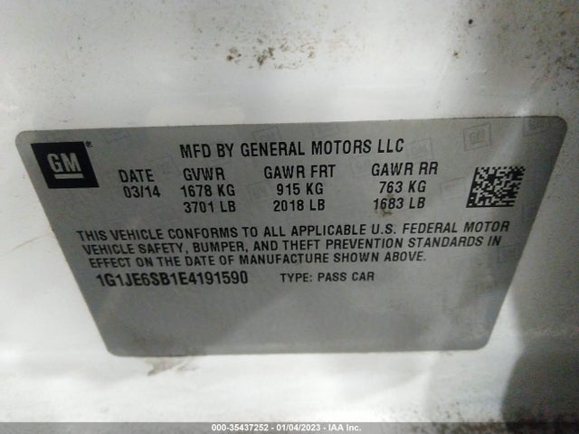 Chevrolet SONIC LTZ 2014 1G1JE6SB1E4191590 Image 10