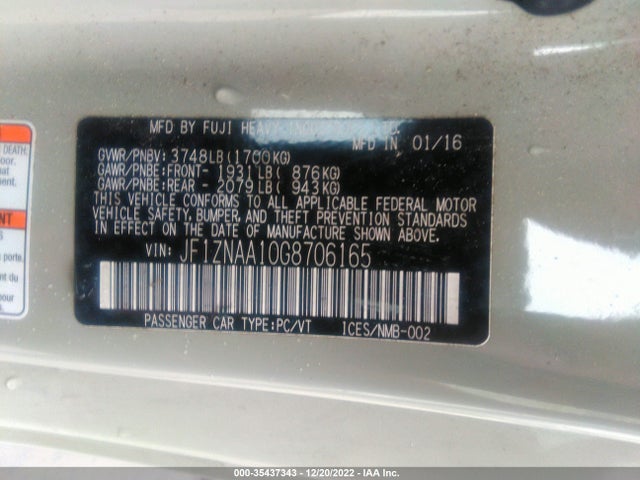 2016 Scion FR-S, VIN: JF1ZNAA10G8706165