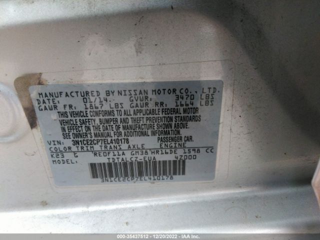 3N1CE2CP7EL410178 Nissan Versa Note S Plus
