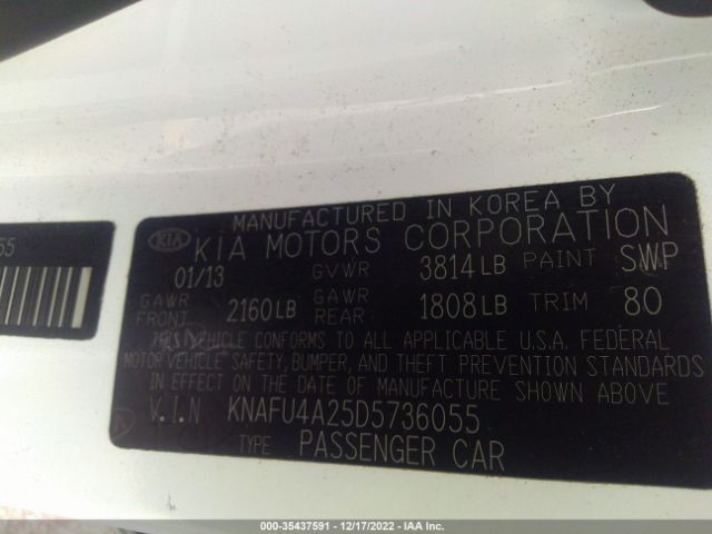 KNAFU4A25D5736055 KIA FORTE EX
