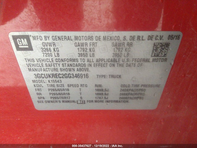 Chevrolet Silverado 1500 2016 3GCUKREC2GG346916 Image 10