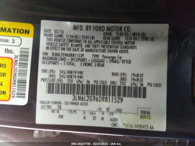 Lincoln MKZ 2013 3LN6L2G96DR811529 Image 10