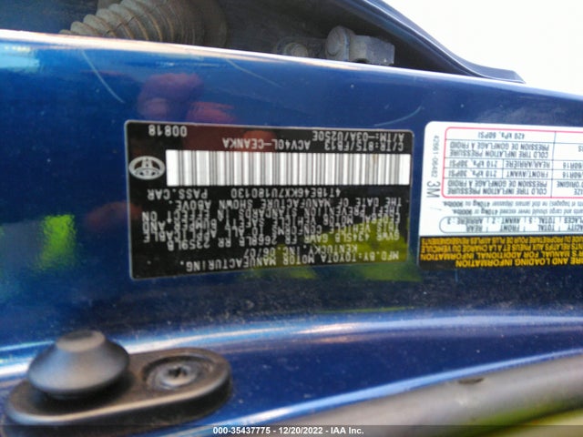 2007 TOYOTA CAMRY CE/LE/SE/XLE VIN: 4T1BE46KX7U180130