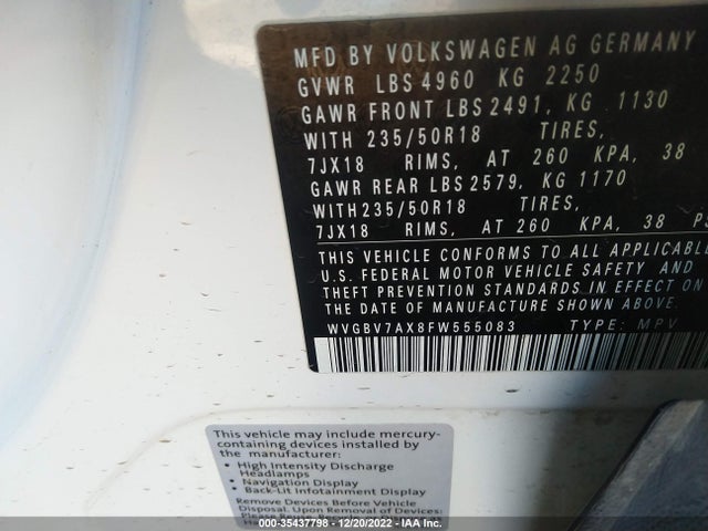 WVGBV7AX8FW555083 Volkswagen Tiguan Sel