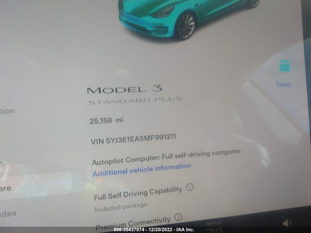 Tesla Model 3 Standard Range Plus 2021 5YJ3E1EA5MF991211 Image 8