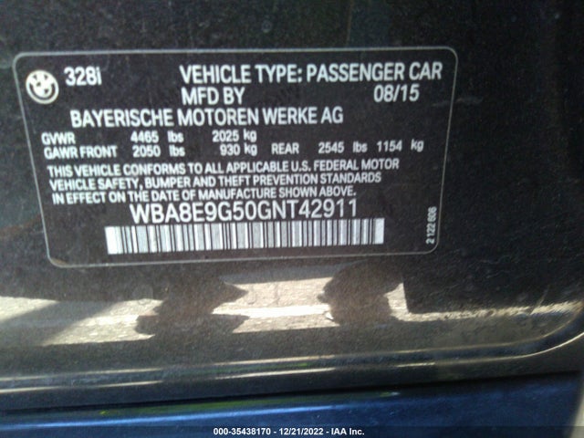 BMW 3 Series 328i 2016 WBA8E9G50GNT42911 Image 9