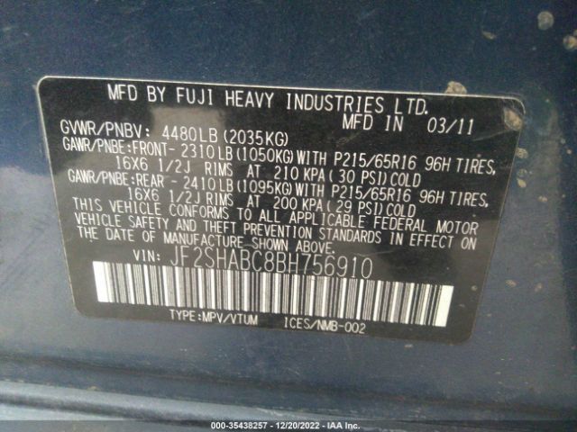 JF2SHABC8BH756910 Subaru Forester 2.5x