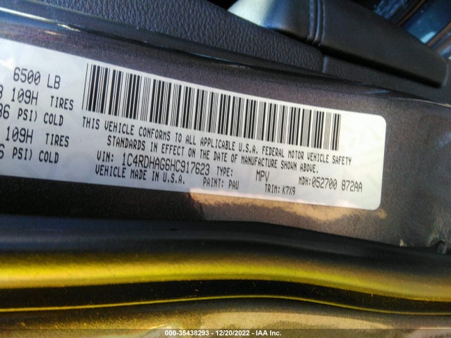 Dodge Durango Sxt 2017 1C4RDHAG6HC917623 Image 9