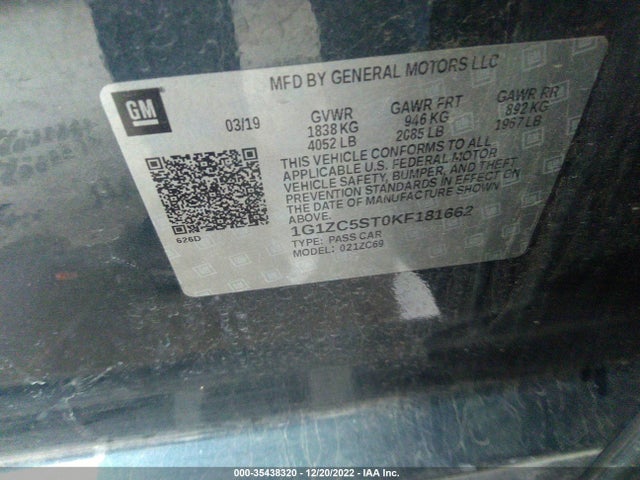 Chevrolet MALIBU LS 2019 1G1ZC5ST0KF181662 Image 10