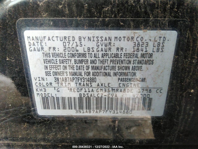 Nissan SENTRA S 2015 3N1AB7AP7FY314880 Image 9
