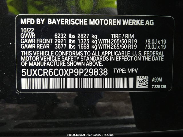 2023 BMW X5, VIN: 5UXCR6C0XP9P29838