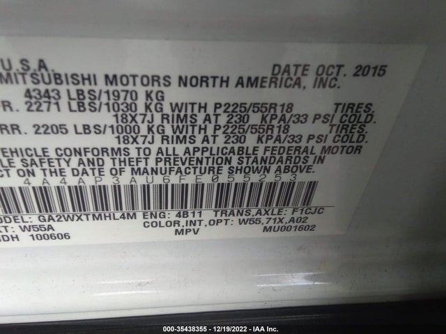 Mitsubishi Outlander Sport Es 2015 4A4AP3AU6FE055253 Image 9