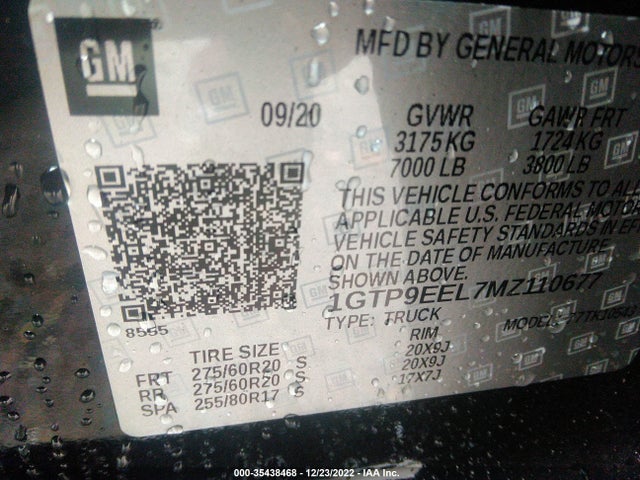2021 GMC Sierra 1500, VIN: 1GTP9EEL7MZ110677
