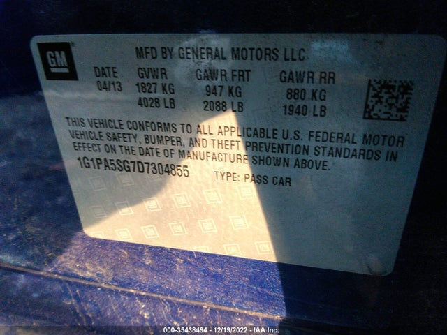Chevrolet CRUZE LS 2013 1G1PA5SG7D7304855 Image 9