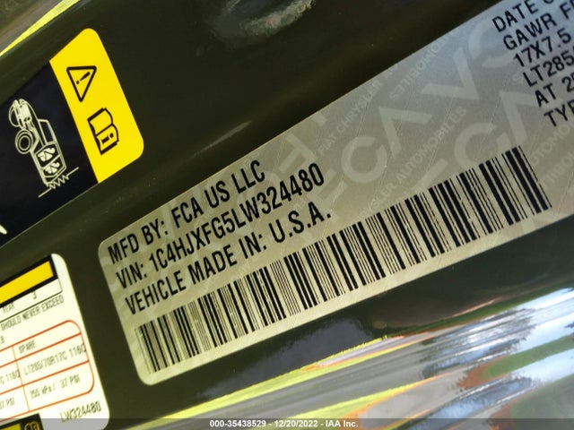 2020 Jeep Wrangler, VIN: 1C4HJXFG5LW324480